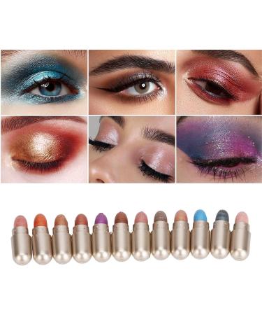Jauarta 12 Colors Capsule Eyeshadow Palette Glitter High Pigmented Long Lasting Capsule Eye Shadow Sticks for Makeup - Buy Online on GoSupps.com