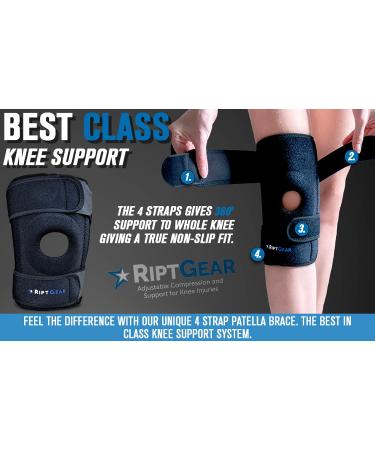 RiptGear Open Patella Knee Brace - Adjustable Side Straps - Reduce Pressure - Medium Left - Buy Online on GoSupps.com