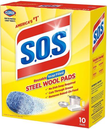 Steel Wool Soap Pads - Set of 10, 2 Packs | Heavy Duty Cleaning for Tough Stains | S.O.S-10002 - Buy Online on GoSupps.com