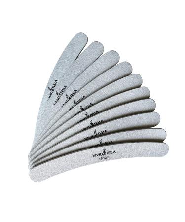 Nail Files 10 Pack Emery Boards Washable Double Sided 180 240 Grit Gray Curved Fingernail Files