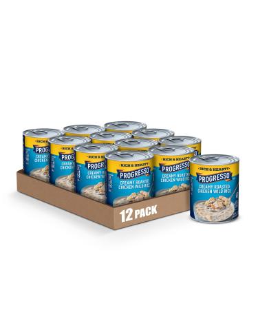 Progresso Rich & Hearty, Creamy Roasted Chicken Wild Rice Soup, 18.5 oz (Pack of 12)