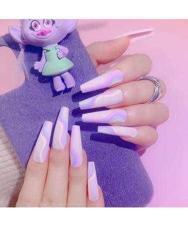 24pcs Long Coffin False Nails Wearable Ballerina Fake Nails Orange Gradient Gold Foil Nails Full Cover Nail Tips Press On Nails C1