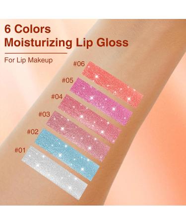 Lucoss 6 Colors Glitter Liquid Lipsticks Gift Set Waterproof Moisturizing Metallic Lip Gloss for Women & Girls Shimmering Glitter Finish - Buy Online on GoSupps.com