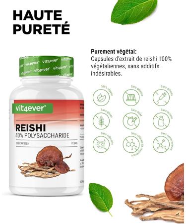 Reishi mushroom - 300 capsules with 650 mg extract - 40% bioactive polysaccharides - 5 months supply - Powerful mushroom Ganoderma Lucidum - Vegan - No additives - High quality - Buy Online on GoSupps.com