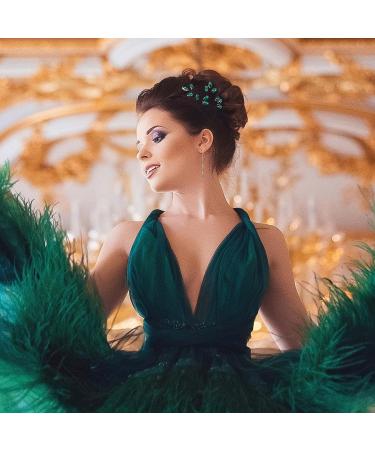 PAGOW 10pcs Emerald Green Rhinestone Bobby Pins for Brides | Crystal Wedding Hair Piece | Vintage Hair Accessories for Women and Girls - Buy Online on GoSupps.com