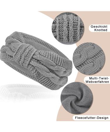 Hoowa Women's Winter Headband - Fleece Knit Ear Warmer 2pcs Elastic Hair Bands in Beige & Gray - Buy Online on GoSupps.com