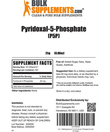 P-5-P Powder - B6 Vitamin Supplement 25g - BulkSupplements.com - Buy Online on GoSupps.com