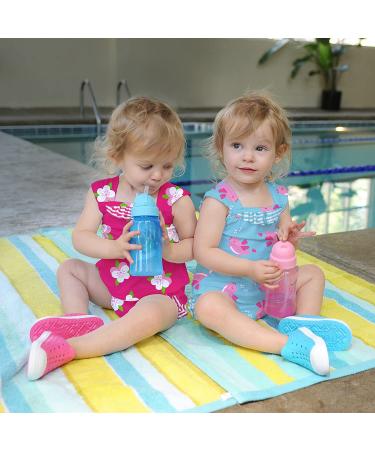 Green Sprouts Straw Bottle - 10oz | Silicone Straw for Healthy Development | Spill-Proof Flip-Cap | Dishwasher Safe - Pink - Buy Online on GoSupps.com