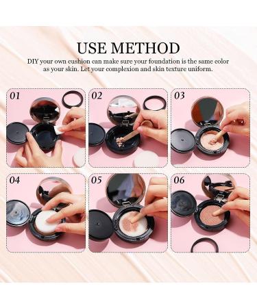 Portable Cushion Foundation Box with Refillable Powder Puff - 2 Piece Set for Women Travel - Black - 0.5 oz - Buy Online on GoSupps.com