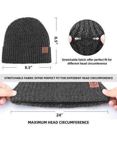 OZERO Knit Beanie Winter Hat - Thermal Polar Fleece Snow Skull Cap (Gray) - Buy Online on GoSupps.com