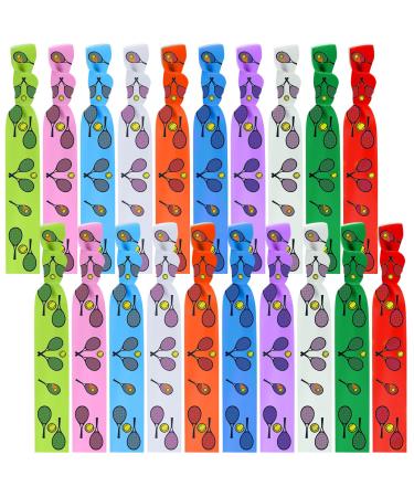 20 Pieces Tennis Hair Ties Tennis Hair Accessories No Crease Knotted Tennis Ties Tennis Ribbon Colorful Tennis Hair Bands Set Tennis Elastics Hair Ties Ribbon for Women Girls Tennis Sport Party Favors