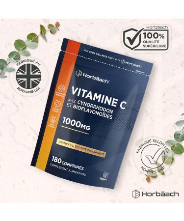 Vitamine C 1000mg Complexe avec Citrus Bioflavonoids et Rosa Canina | Cure de 6 Mois - 180 Comprim s V gans | Vitamin C Complex | Horbaach - Buy Online on GoSupps.com