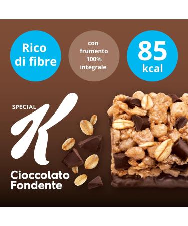 Kellogg's Barre sp ciale K | Saveur chocolat noir | Flocons multic r ales croustillantes avec de d licieuses boucles de chocolat | 100 % bl entier | 6 barres de 21 5 g (lot de 129 g) 6 Unit (Confezione da 1) - Buy Online on GoSupps.com
