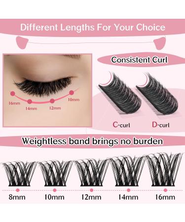 Cluster Lashes 72 Pcs Eyelash Clusters DIY Tender Style | Fluffy & Reusable Individual Eyelash Extensions | Soft & Comfortable Self-Application | C Curl 8-16 Mix - Buy Online on GoSupps.com