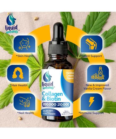Liquid Collagen and Biotin 2 Fl. Oz Ultra-Strength Collagen Peptides for Women Third-Party Tested Biotin for Hair Growth Women Nails and Skin Vitamins B7 Collageno Peptides Vanilla Flavor 1 Pack - Buy Online on GoSupps.com