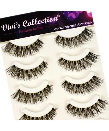 False Eyelashes 5 Pairs Reusable Lashes Handmade Natural Thick Fake Eyelashes Soft - V110 - Buy Online on GoSupps.com