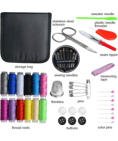Portable Mini Sewing Kit with 12 Color Thread, Scissors, Needles - for Adults, Kids, Travelers, Beginners - Emergency Family Repair Supplies - Buy Online on GoSupps.com