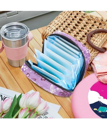 Purple Flowers Portable Menstrual Cup & Pad Storage Bag for Girls & Women - Zipper Pocket Art Design - Buy Online on GoSupps.com