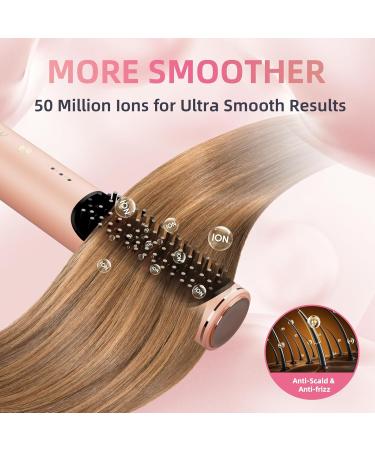 Hair Straightener Brush - Ionic Anti-Scald Ceramic Flat Iron for Women | Fast Heating Hair Styling Comb (Pink - Buy Online on GoSupps.com