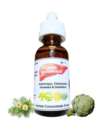 Liver Support Cleanse Fatty Liver Purifier Detox Herb Concentrate Drops Pure Organic Artichoke Dandelion Chamomile & Horsetail Natural Ingredients Only by ALKAVITA