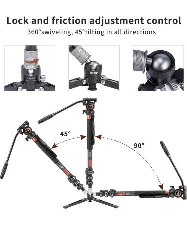 Cayer CF34 Carbon Fiber 71 Video Monopod Kit with Fluid Head and Folding Base - DSLR & Camcorder Telescopic Monopod Set - Buy Online on GoSupps.com