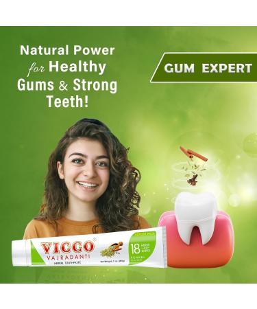 Buy Vicco Vajradanti Herbal Toothpaste Fennel Flavour - 100% Natural Vegan & Cruelty-Free | 18 Herbs Astringent & Analgesic | Pack of 3 x 7oz - International Shipping Available - Buy Online on GoSupps.com