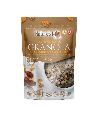 Nature's Mix Date Square Granola - Made with Local Canadian Honey - Vegetarian and Kosher Certified Date Square Granola 312 Grams White 312 g (Pack of 1)