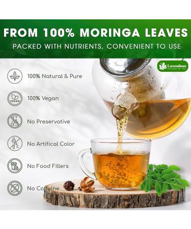 Lavendium Premium 15 Moringa Leaf Tea Bags 100% Natural and Pure from Moringa Leaves. Made with Eco-Conscious Tea Bags Moringa Leaf Herbal Tea. No Sugar No Caffeine No Gluten Vegan. - Buy Online on GoSupps.com