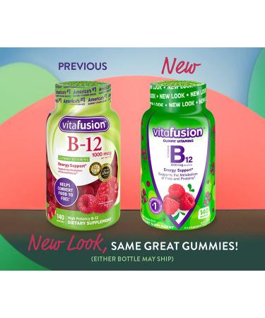 VitaFusion B-12 Gummy Vitamins - Energy Support, 1000 mcg, Raspberry Flavor, 60 Count - Buy Online on GoSupps.com