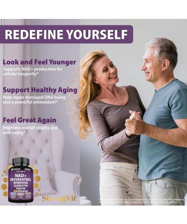 NAD Resveratrol Supplement with Berberine Quercetin CoQ10. Anti-Aging Formula for Women & Men. Liposomal NAD Plus NAD+ Booster Pure Organic Vitamin USA 60 Count (Pack of 1) - Buy Online on GoSupps.com