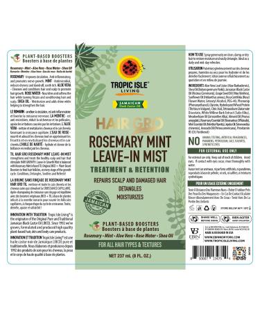Tropic Isle Living Rosemary Mint Leave-In Conditioner 8oz - Natural Detangler Moisturizer & Scalp Repair for All Hair Types - Cruelty-Free Hair Care - Buy Online on GoSupps.com