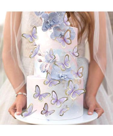 Blumomon 30-Piece 3D Butterfly Cake Topper Decorations - Purple & Gold Rim - Perfect for Weddings Baby Showers & Birthday Parties - Mixed Size Butterfly Cupcake Picks - Buy Online on GoSupps.com