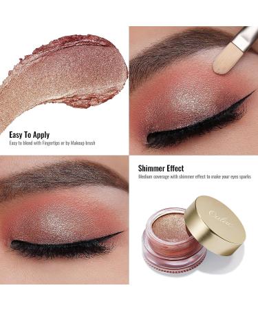 Oulac Warm Peach Glitter Cream Eyeshadow - Moisturizing Formula, Multi-Use Metallic Eye Makeup - Waterproof & Highly Pigmented - 0.42 oz - Buy Online on GoSupps.com