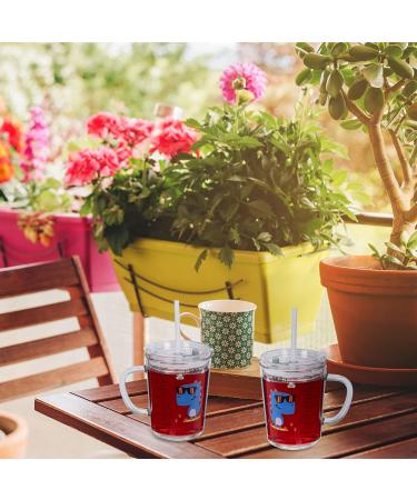 Buy Relaxdays Dinosaur Motif Children's Glasses Set of 2 400ml with Handle Lid & Straw | Perfect Drinking Glasses for Kids - Buy Online on GoSupps.com