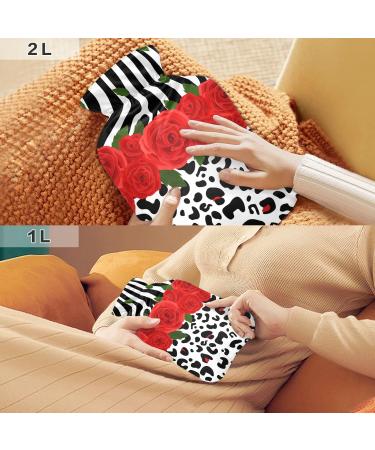 1L Heat Bottle with Flower & Leopard Patterns | Small Warm-Up Bag for Pain Relief & Hot/Cold Therapy | BPA-Free - Buy Online on GoSupps.com