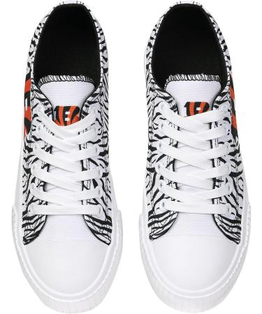 FOCO NFL Cincinnati Bengals Women's Fashion Low Top Canvas Sneakers - White Stripe 8 Glitter - Buy Online on GoSupps.com