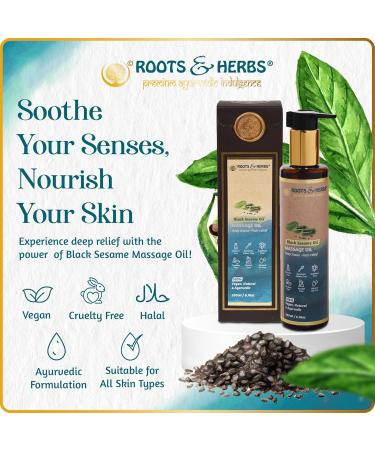 Black Sesame Seed Oil - Cold-Pressed Body Massage Oil with Wintergreen & Eucalyptus - Ayurvedic Herbal Therapy 6.76 oz - Buy Online on GoSupps.com