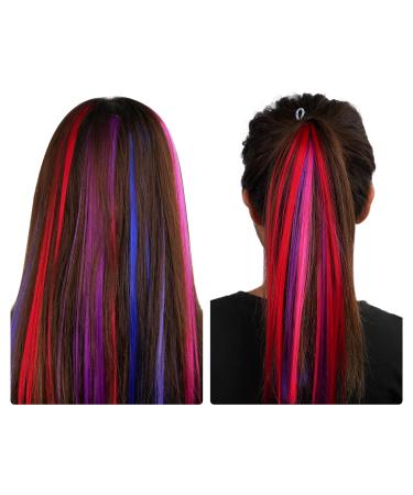 Beauty7 DIY Colored Hair Extensions - Dark Pink Clip-In Highlights for Women (50cm 5 Pieces) - Vibrant Hair Strands for Custom Styling - Buy Online on GoSupps.com