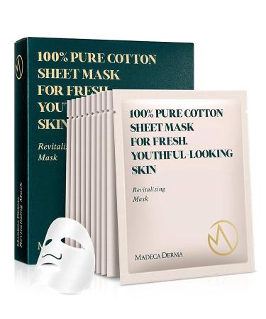 Madeca Derma 10 Pack Revitalizing Mask for Women (Pack of 1) - Face Mask Sheet Korean Skincare - Hydrating Facial Mask for All Skin Types - Instant Repairing & Moisturizing with Soothing Centella Asiatica Adenosine Red Algae Niacinamide & Caffeine 1 Count
