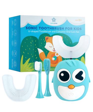 Kids Automatic Toothbrush, Kids U Shaped Toothbrush Set - 4 Brush Heads, BPA Free CPSIA Compliant, 360 Toothbrush Toddler and Kid, Kid Electric Toothbrush, Age 3-12 U Shaped Toothbrush Complete Oral Care Set