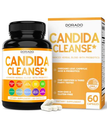 Candida Cleanse Detox (60 Count) Advanced Candida Cleanse Supplement with Probiotics Herbal Blend Extracts 11-in-1 for Women and Men Non-GMO Third Party Tested Gluten free & Made in USA