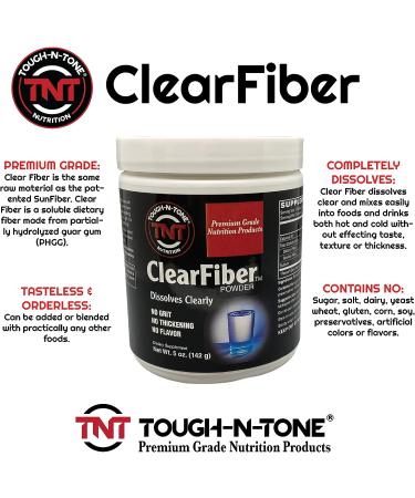 Tough-N-Tone ClearFiber Powder - 5 Ounce Soluble Dietary Fiber with SunFiber for Easy Dissolving, Tasteless & Odorless - Ideal for Gut Health - Buy Online on GoSupps.com