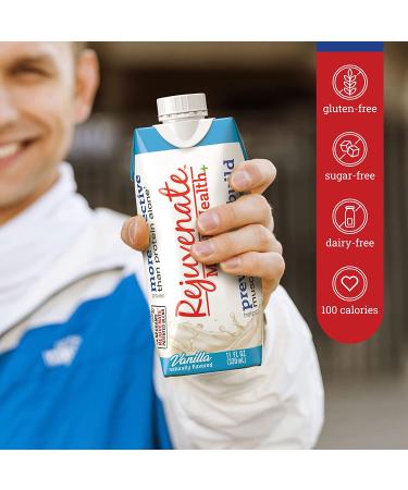 Rejuvenate Ready To Drink 15g Organic Plant Protein with Essential Amino Acid Blend - Muscle Health & Wellness - Supplement for Men & Women - Sugar  Dairy  and Gluten Free - 12 Servings - Vanilla - Buy Online on GoSupps.com