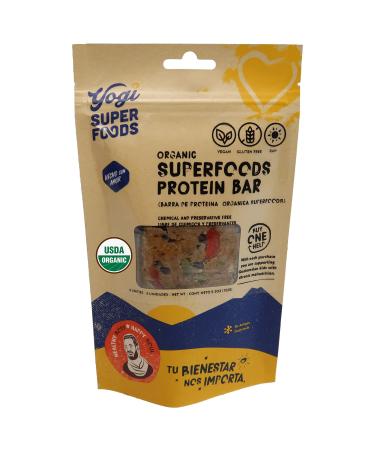 Yogi Super Foods Maca Protein Bars with Cacao for Healthy Energy - Raw Vegan Gluten Free Low Glycemic Superfood Snack Food Bars with Plant Protein Cocoa Powder & Granola - 4 Bars 5oz