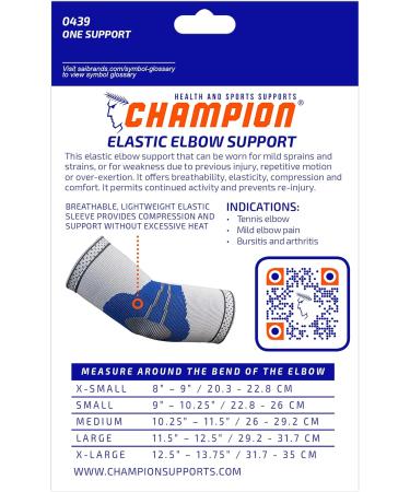 Buy CHAMPION Elastic Elbow Support Compression Sleeve - Gray with Side Stays X-Large | International Shipping Available - Buy Online on GoSupps.com