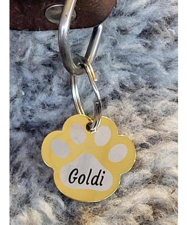 Hog Brand Stainless Steel Paw Shape Engraved Pet ID Tag | Dog Cat Puppy | 3 Sizes 6 Colors - Yellow Gold - Buy Online on GoSupps.com