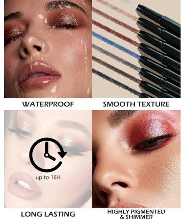 Glitter Cream Eyeshadow Stick Waterproof High Pigmented Shimmer Eyeliner Pencil Eye Shadow Pen Smudge-Proof & Long Lasting Crayon Eyeshadow Built-in Sharpener Eye Brightener Makeup Gift for Women-01# - Buy Online on GoSupps.com