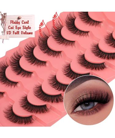 Yawamica 5D Fluffy 15mm Wispy Curl Mink False Eyelashes - Pack of 8 Pairs for Natural Cat Eye Look - Buy Online on GoSupps.com