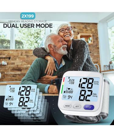 XL Wrist Blood Pressure Monitor - Accurate Automatic Digital Machine, Large LCD w/ Backlit, 2x199 Memory, Irregular Heartbeat Detector - White - Buy Online on GoSupps.com