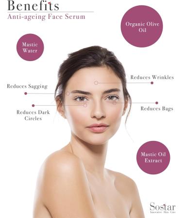 Sostar Face & Eye Serum - Anti-Wrinkle Serum with Greek Organic Mastic & Olive Oil - Powerful Natural Antioxidants - Suitable for Mature All Skin Types - Buy Online on GoSupps.com